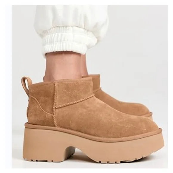 🆕️ UGG The Classic Ultra Mini New Heights Boot Size 8 Chesnut - Picture 16 of 16